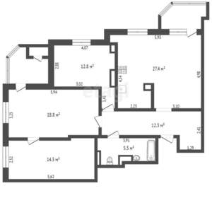 4-к квартира, вторичка, 91м2, 3/16 этаж