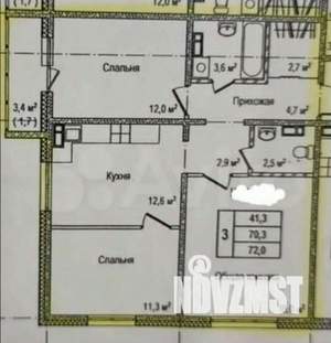 3-к квартира, вторичка, 72м2, 6/16 этаж