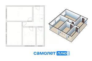 3-к квартира, вторичка, 49м2, 1/2 этаж
