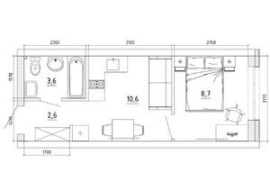1-к квартира, вторичка, 27м2, 2/8 этаж