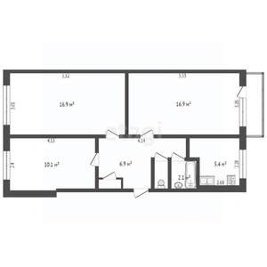 3-к квартира, вторичка, 61м2, 5/5 этаж