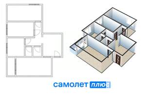 3-к квартира, вторичка, 72м2, 6/9 этаж