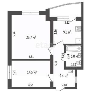 2-к квартира, вторичка, 62м2, 3/9 этаж