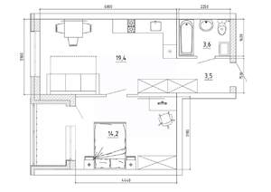 2-к квартира, вторичка, 46м2, 7/8 этаж