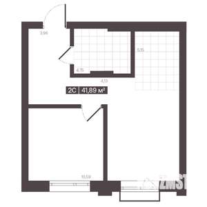 2-к квартира, строящийся дом, 42м2, 7/16 этаж