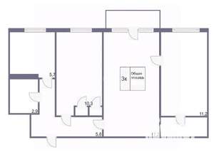 3-к квартира, вторичка, 60м2, 5/5 этаж