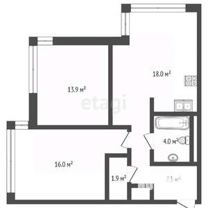 3-к квартира, вторичка, 51м2, 10/14 этаж