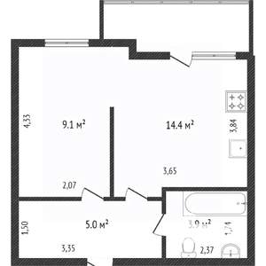 1-к квартира, вторичка, 32м2, 7/16 этаж