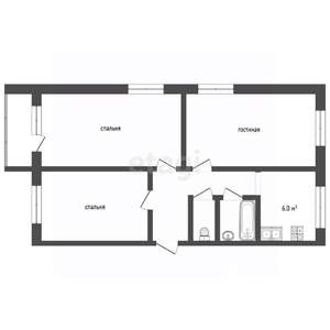 3-к квартира, вторичка, 62м2, 2/5 этаж