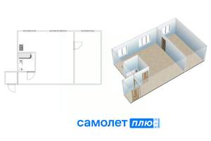 2-к квартира, вторичка, 45м2, 1/4 этаж