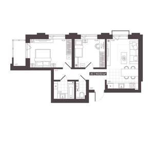 3-к квартира, вторичка, 61м2, 8/16 этаж