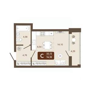 Студия квартира, вторичка, 32м2, 5/25 этаж