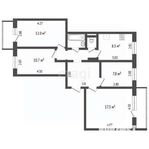 4-к квартира, вторичка, 73м2, 8/9 этаж
