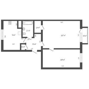 2-к квартира, вторичка, 45м2, 5/5 этаж