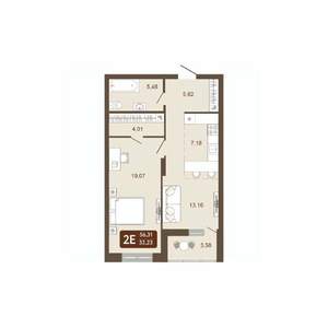 2-к квартира, вторичка, 56м2, 12/20 этаж
