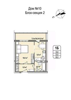 1-к квартира, вторичка, 37м2, 6/16 этаж