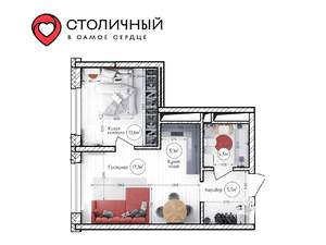 2-к квартира, вторичка, 46м2, 18/25 этаж