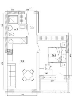 2-к квартира, вторичка, 45м2, 3/8 этаж