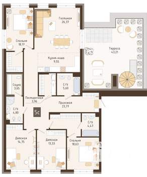 3-к квартира, вторичка, 150м2, 7/7 этаж