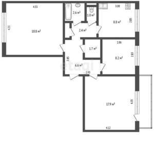 3-к квартира, вторичка, 69м2, 10/10 этаж