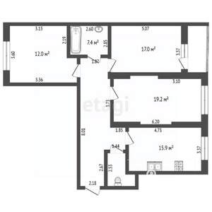 3-к квартира, вторичка, 102м2, 5/9 этаж