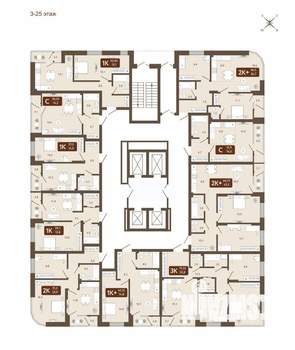 1-к квартира, вторичка, 40м2, 14/25 этаж