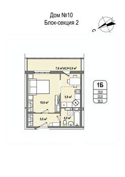 1-к квартира, строящийся дом, 37м2, 16/16 этаж
