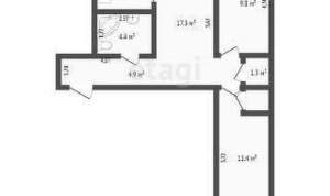 3-к квартира, вторичка, 57м2, 3/5 этаж