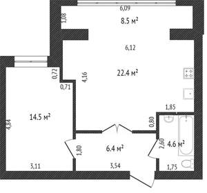 2-к квартира, вторичка, 57м2, 2/9 этаж
