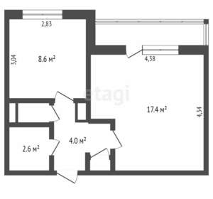 1-к квартира, вторичка, 34м2, 7/10 этаж