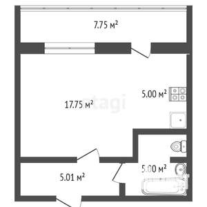 Студия квартира, сданный дом, 33м2, 13/16 этаж