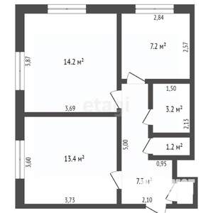 2-к квартира, вторичка, 47м2, 1/2 этаж