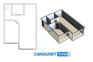 2-к квартира, сданный дом, 53м2, 6/7 этаж