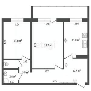 2-к квартира, вторичка, 63м2, 8/10 этаж