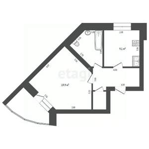 1-к квартира, вторичка, 45м2, 4/10 этаж