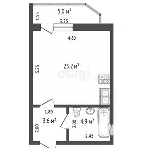 Студия квартира, строящийся дом, 31м2, 9/9 этаж