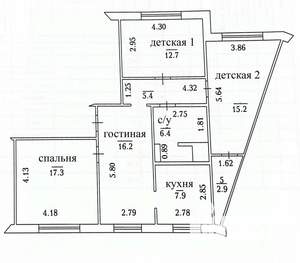 4-к квартира, вторичка, 84м2, 1/10 этаж
