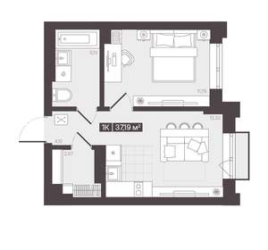 1-к квартира, вторичка, 37м2, 12/16 этаж