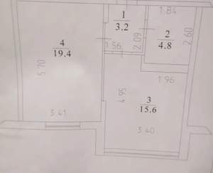 1-к квартира, вторичка, 43м2, 1/8 этаж