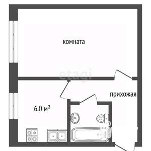 1-к квартира, вторичка, 34м2, 1/5 этаж