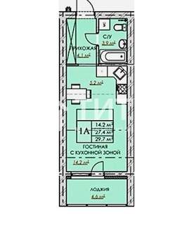 Студия квартира, вторичка, 27м2, 7/9 этаж