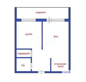 1-к квартира, вторичка, 36м2, 1/5 этаж