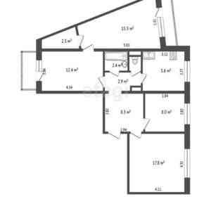 4-к квартира, вторичка, 79м2, 3/9 этаж