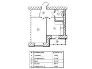 1-к квартира, вторичка, 41м2, 8/12 этаж