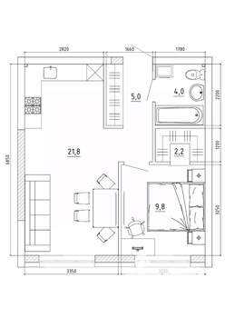 2-к квартира, вторичка, 44м2, 5/8 этаж