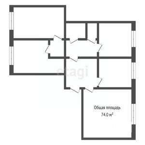 4-к квартира, вторичка, 74м2, 10/10 этаж