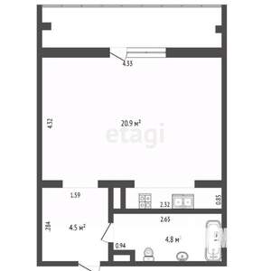 Студия квартира, вторичка, 30м2, 3/9 этаж