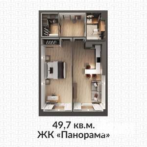 1-к квартира, строящийся дом, 50м2, 3/17 этаж