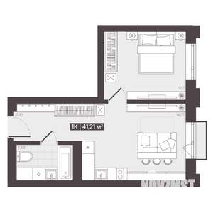 1-к квартира, строящийся дом, 41м2, 2/16 этаж