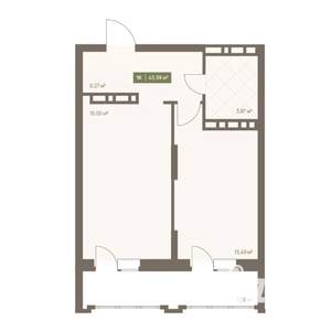 1-к квартира, вторичка, 43м2, 4/16 этаж